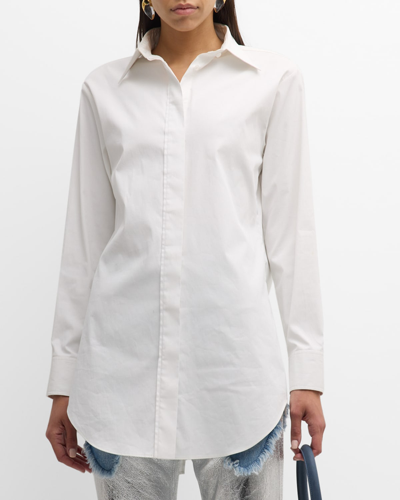 Shop Brandon Maxwell The Mira Boyfriend Button-front With Split Back In White