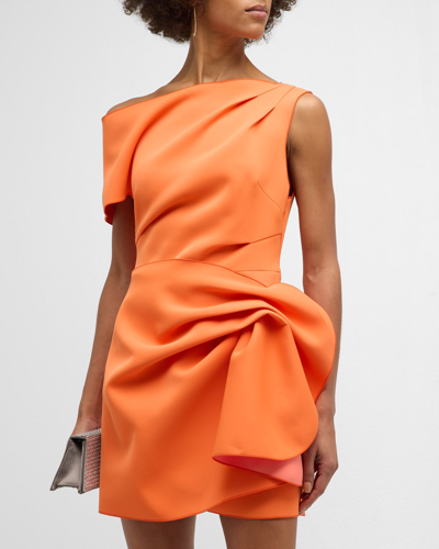 Shop Acler Eddington Draped Mini Dress In Apricot