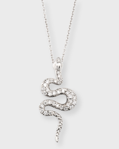 Shop Roberto Coin 18k White Gold Diamond Snake Pendant Necklace In Wg