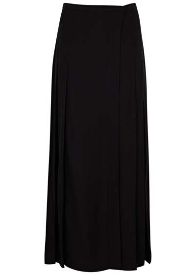 Shop Totême Pleated Maxi Wrap Skirt In Black