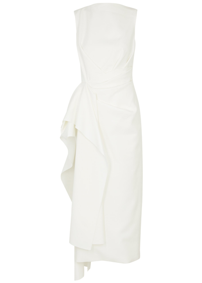 Shop Roksanda Calatrava Draped Midi Dress In Ivory