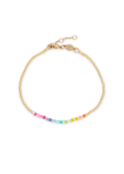 Shop Anni Lu Golden Rainbow 18kt Gold-plated Beaded Bracelet In Multicoloured 1