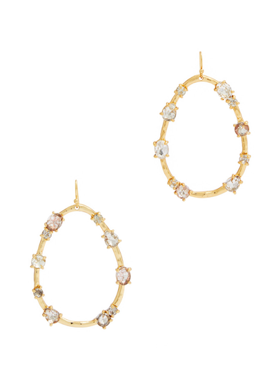 Shop Kenneth Jay Lane Crystal-embellished Drop Earrings In Gold