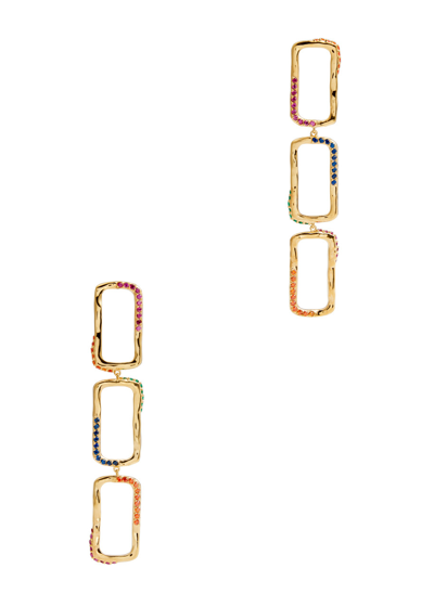 Shop Joanna Laura Constantine Crystal-embellished 18kt Gold-plated Drop Earrings In Multicoloured