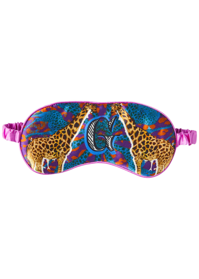 Shop Jessica Russell Flint G Is For Giraffe Silk Eye Mask In Multicoloured