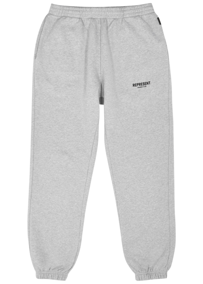 Shop Represent Owners Club Logo-print Cotton Sweatpants In Grey