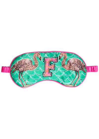 Shop Jessica Russell Flint F Is For Flamingo Silk Eye Mask In Green