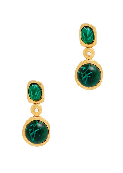 Shop Kenneth Jay Lane Stone And Crystal-embellished Drop Earrings In Green