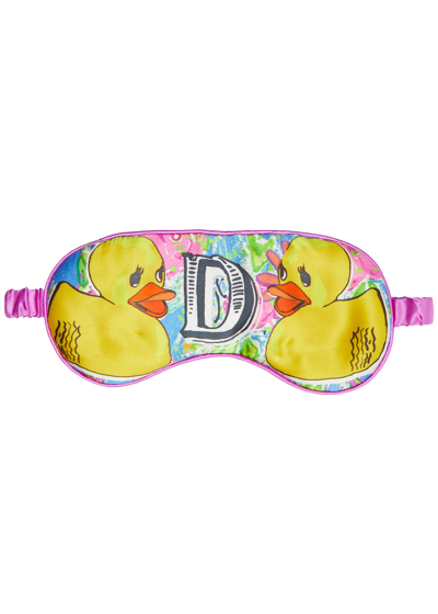 Shop Jessica Russell Flint D Is For Duck Silk Eye Mask In Yellow