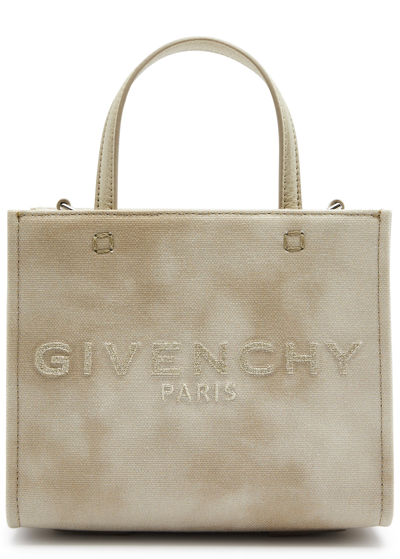 Shop Givenchy G Tote Mini Tie-dyed Canvas Cross-body Bag In Taupe
