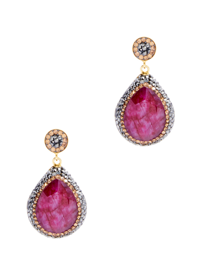Shop Soru Jewellery Ruby 18kt Gold-plated Earrings In Red