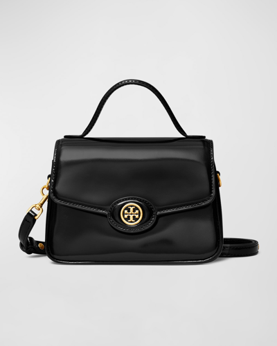 Shop Tory Burch Robinson Small Leather Top-handle Bag In Black