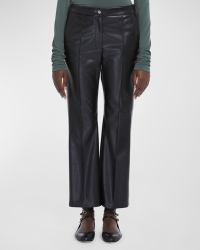 Shop Max Mara Queva Straight-leg Crocodile-print Jersey Pants In Black