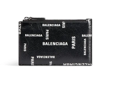 Shop Balenciaga Card Holder Bal Paris Allover In Black