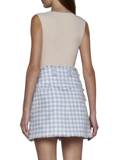Shop Balmain Skirts In Bleu Pale/blanc