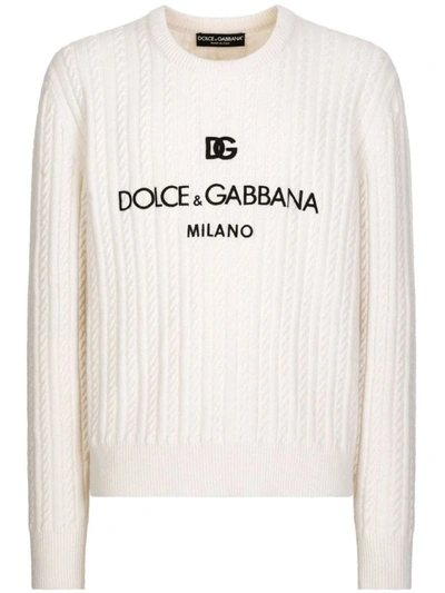 Shop Dolce & Gabbana Jerseys & Knitwear In Opticwhite