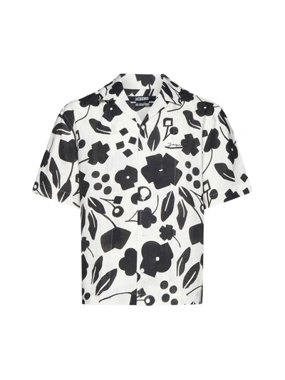 Shop Jacquemus Shirts In Pt Black White Cubic Flow