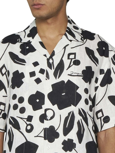 Shop Jacquemus Shirts In Pt Black White Cubic Flow