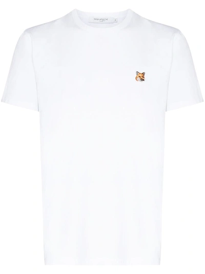 Shop Maison Kitsuné Fox Head Logo Cotton T-shirt In White