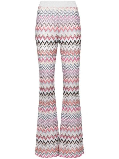 Shop Missoni Zigzag Pattern Flared Trousers In Pink