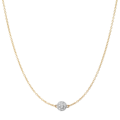 Eriness Single Diamond Orb Necklace In 14k Yellow Gold,white Diamond