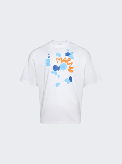 Shop Marni Logo T-shirt With Dripping Paint Design In Lily White