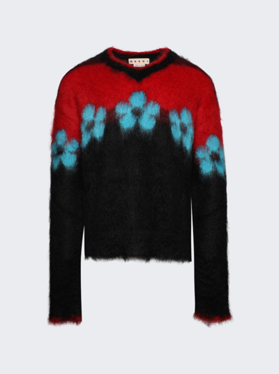 Shop Marni Mohair Flower Design Sweater