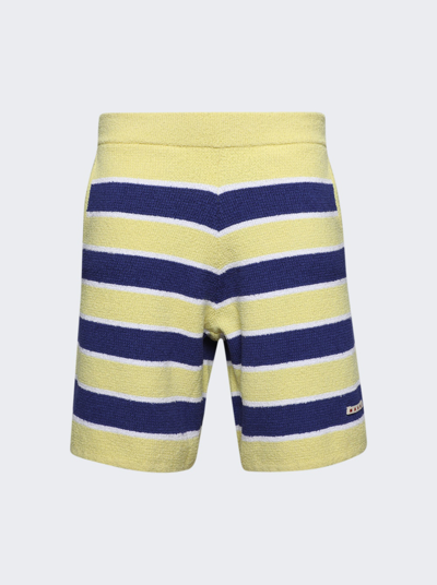 Shop Marni Striped Terry Shorts In Yellow