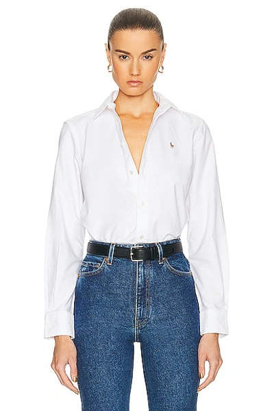 Shop Polo Ralph Lauren Oxford Long Sleeve Button Up Shirt In White