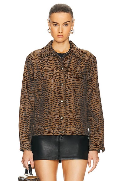 Shop Fendi Animal Jacket In Brown