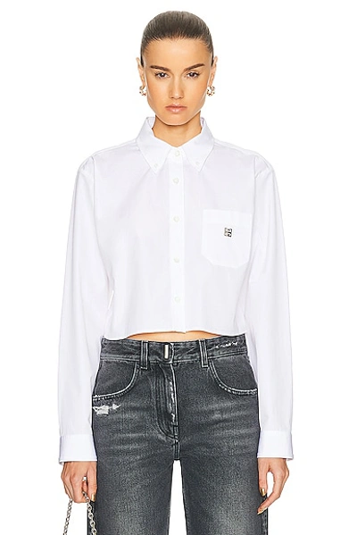 Shop Givenchy 4g Cropped Shirt In White