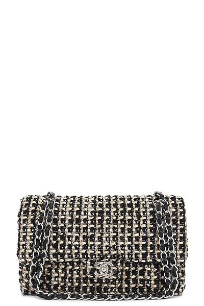 Pre-owned Chanel Tweed Turnlock Chain Shoulder Bag In Black