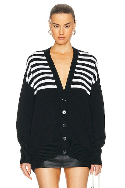 Givenchy Oversize Stripe 4g Patch V-neck Cardigan In Black