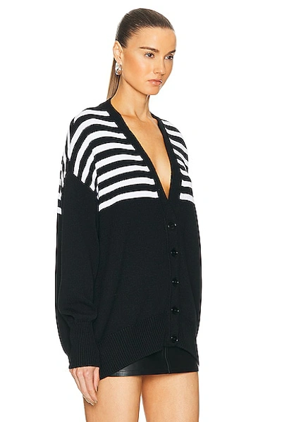 Givenchy Oversize Stripe 4g Patch V-neck Cardigan In Black