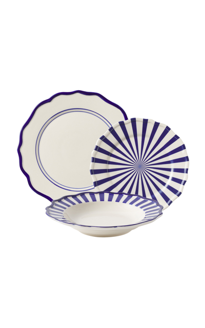 Maison Madison Set-of-twelve Mixed Ceramic Dinner Set In Blue
