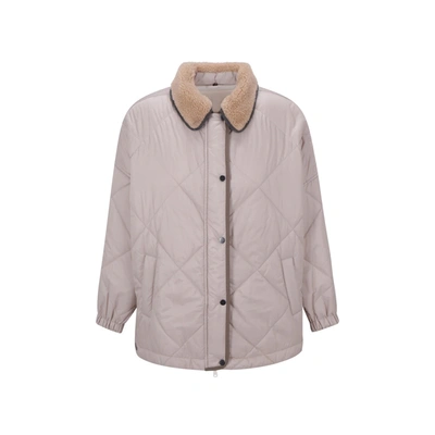 Shop Brunello Cucinelli Padded Jacket In Beige