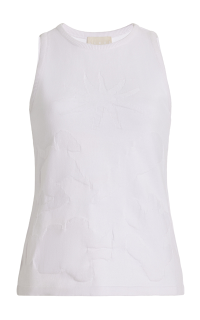 Shop Albus Lumen Jacquard-cotton Top In White
