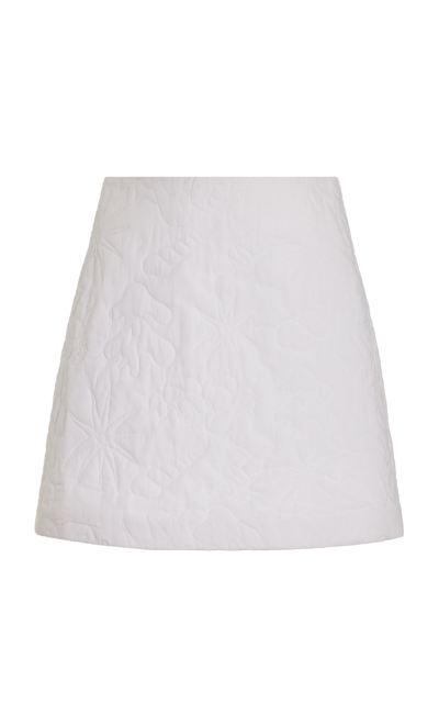 Shop Albus Lumen Ivy Quilted Cotton Mini Skirt In White
