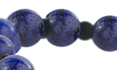 Shop Nautica Stainless Steel Lapis Lazuli & Black Glass Beaded Bracelet In Multicolor Blue