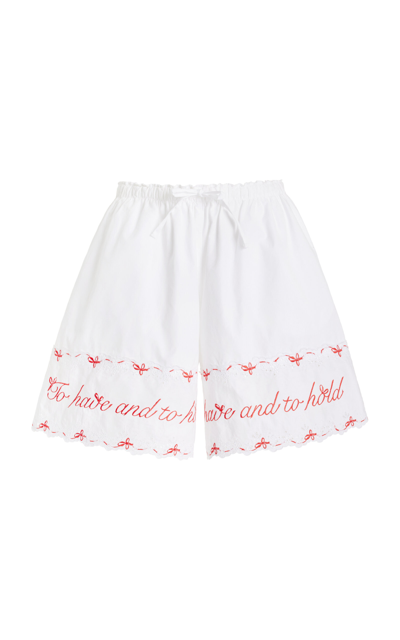 Shop Simone Rocha Easy Printed Cotton Poplin Shorts In White