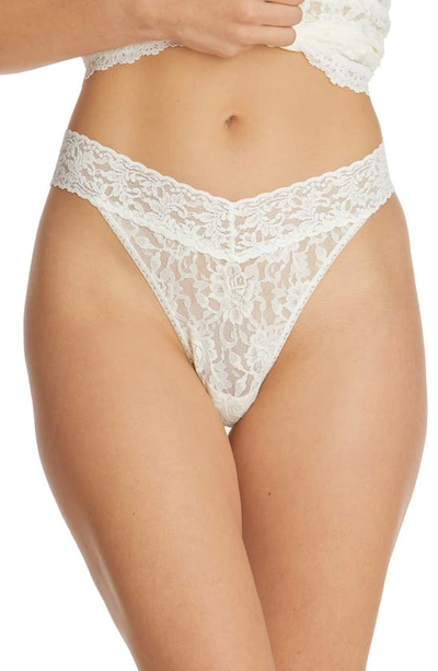 Shop Hanky Panky Original Rise Lace Thong In Marshmallow