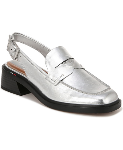 Shop Franco Sarto Women's Giada Slingback Low Heel Loafers In Silver Faux Leather