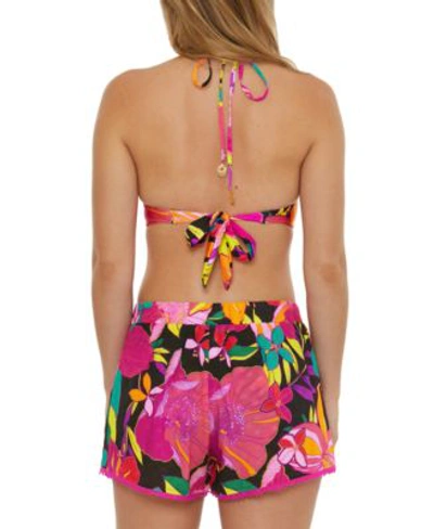 Shop Trina Turk Womens Solar Floral Reversible Halter Bikini Top Bottoms In Multi