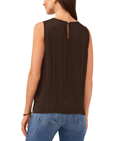 Shop Vince Camuto Women's Round-neck Sleeveless Pleated Top In Chocolate Torte