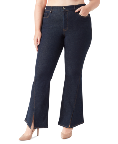 Shop Jessica Simpson Plus Size Charmed Flare-leg Slit-hem Jeans In Rinse