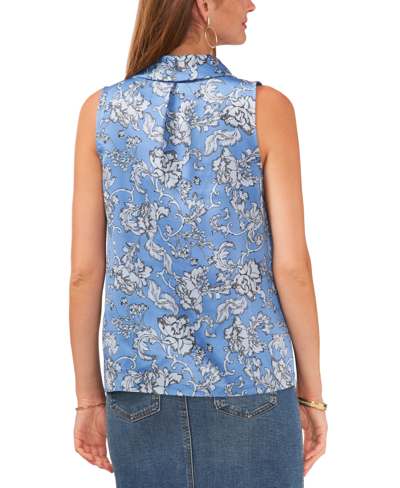 Shop Vince Camuto Women's Printed Cowlneck Sleeveless Top In Oceanside