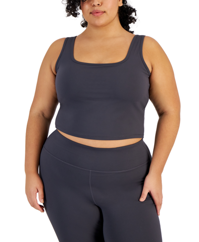 Shop Id Ideology Plus Size Soft Feel Tank Top, Created For Macy's In Deep Charcoal