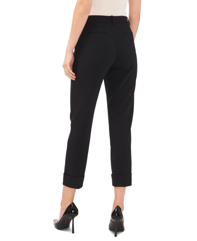 Shop Vince Camuto Women's Tailored Roll Cuff Ankle Pants In Rich Black