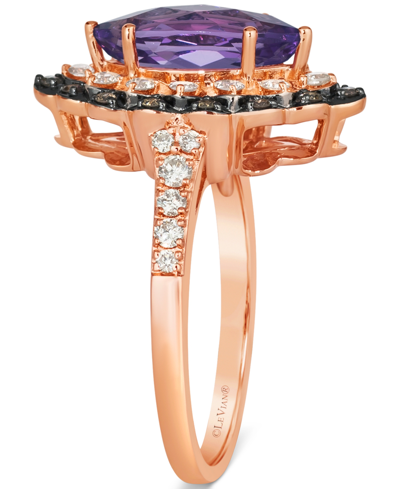 Shop Le Vian Grape Amethyst (1-3/8 Ct. T.w.) & Diamond (3/8 Ct. T.w.) Marquise Halo Ring In 14k Rose Gold In K Strawberry Gold Ring