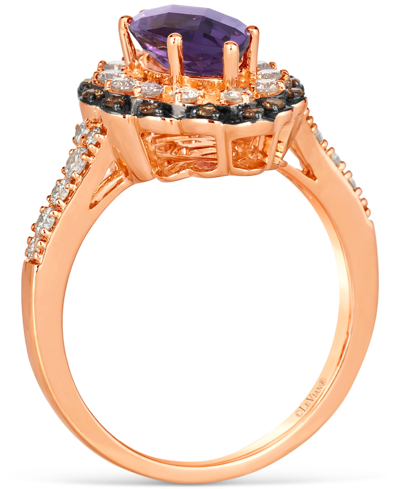 Shop Le Vian Grape Amethyst (1-3/8 Ct. T.w.) & Diamond (3/8 Ct. T.w.) Marquise Halo Ring In 14k Rose Gold In K Strawberry Gold Ring